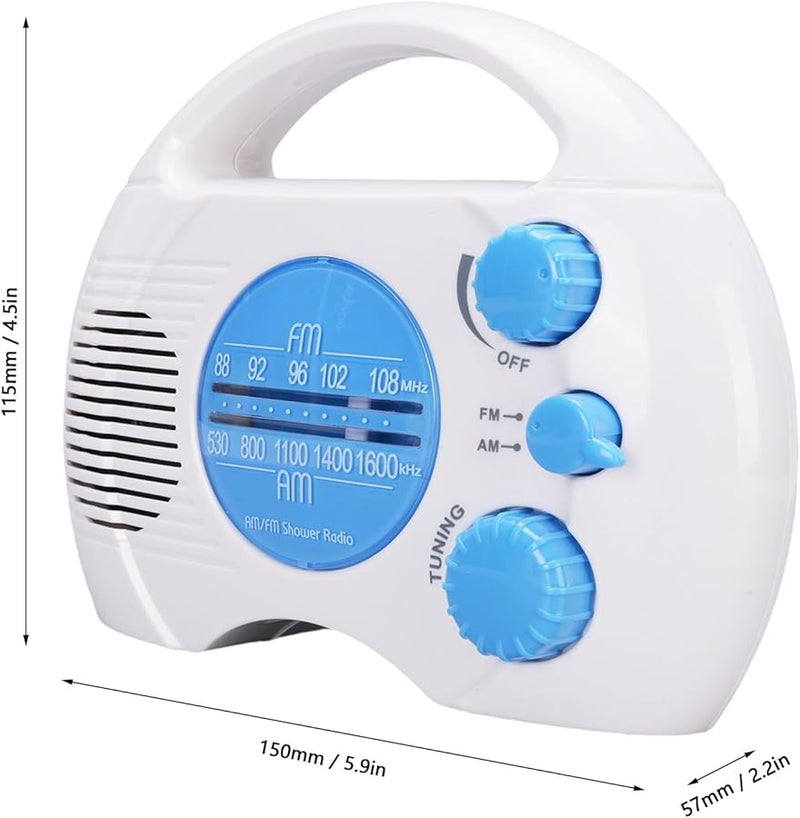 Waterproof Shower Radio AM FM Portable Adjustable Volume for Bathroom Kitchen Outdoor - Image 3