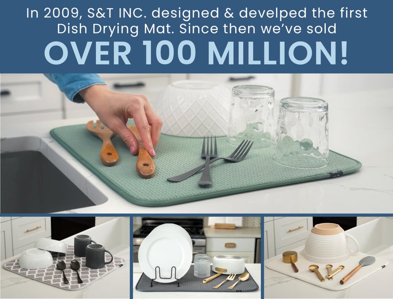 S&T INC. Dish Drying Mat, 16” x 18”, Absorbent Microfiber Kitchen Counter Mat, Dish Drying Pad for Dishes, Utensils, Pots and Pans, Large, Charcoal - Image 5