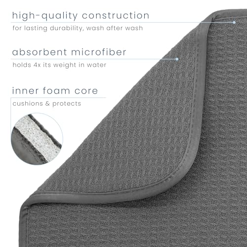 S&T INC. Dish Drying Mat, 16” x 18”, Absorbent Microfiber Kitchen Counter Mat, Dish Drying Pad for Dishes, Utensils, Pots and Pans, Large, Charcoal - Image 3