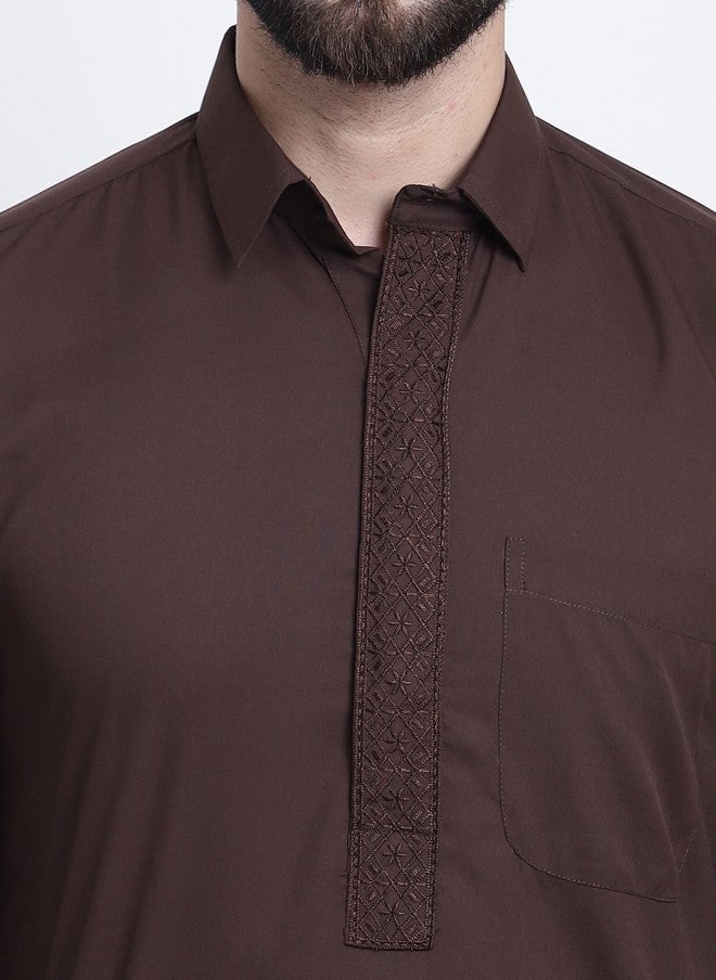 Sojanya Embroidered Brown Kurta with Salwar for Men - Image 2