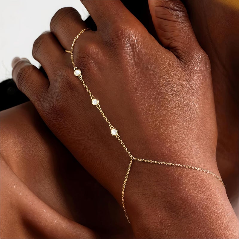 17mile 3PCS 14K Gold-Plated Hand Chain Bracelets Set for Women - Image 2