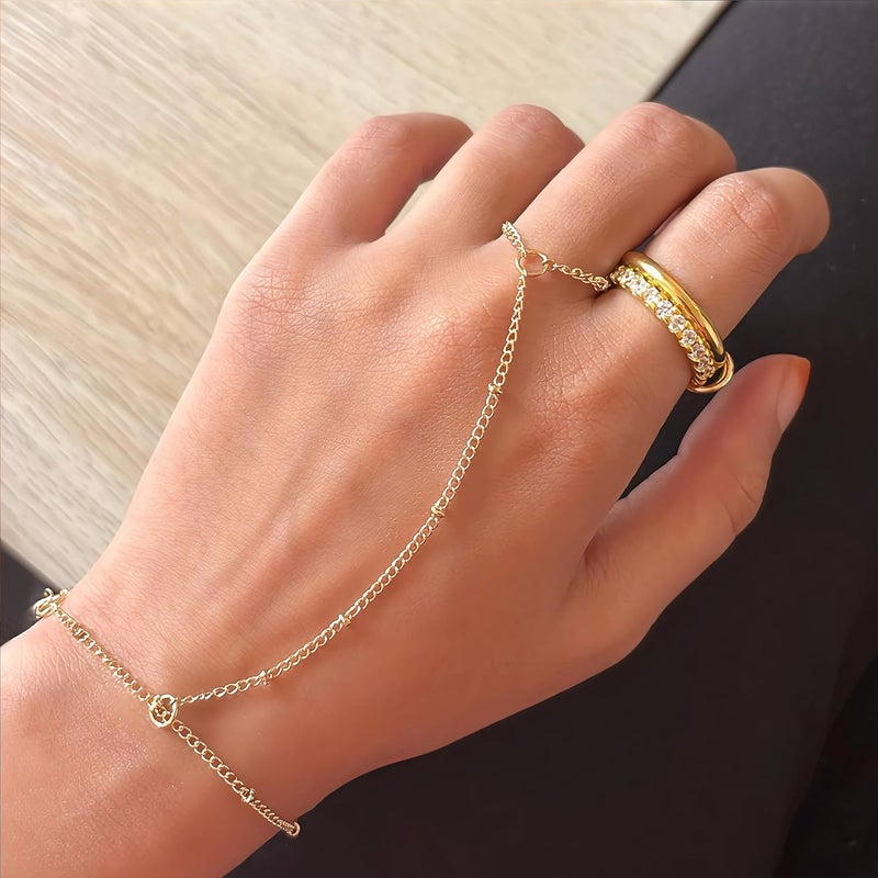 17mile 3PCS 14K Gold-Plated Hand Chain Bracelets Set for Women - Image 4
