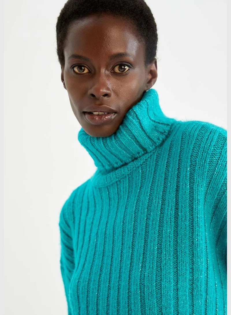 DeFacto Woman Oversize Fit Turtle Neck Long Sleeve Tricot Tunic