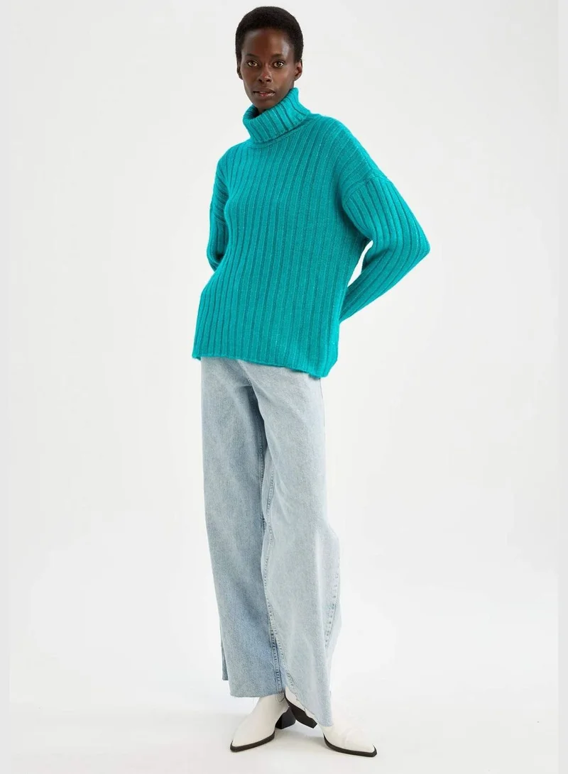 DeFacto Woman Oversize Fit Turtle Neck Long Sleeve Tricot Tunic