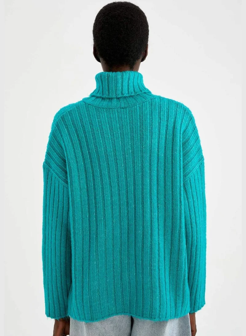 DeFacto Woman Oversize Fit Turtle Neck Long Sleeve Tricot Tunic