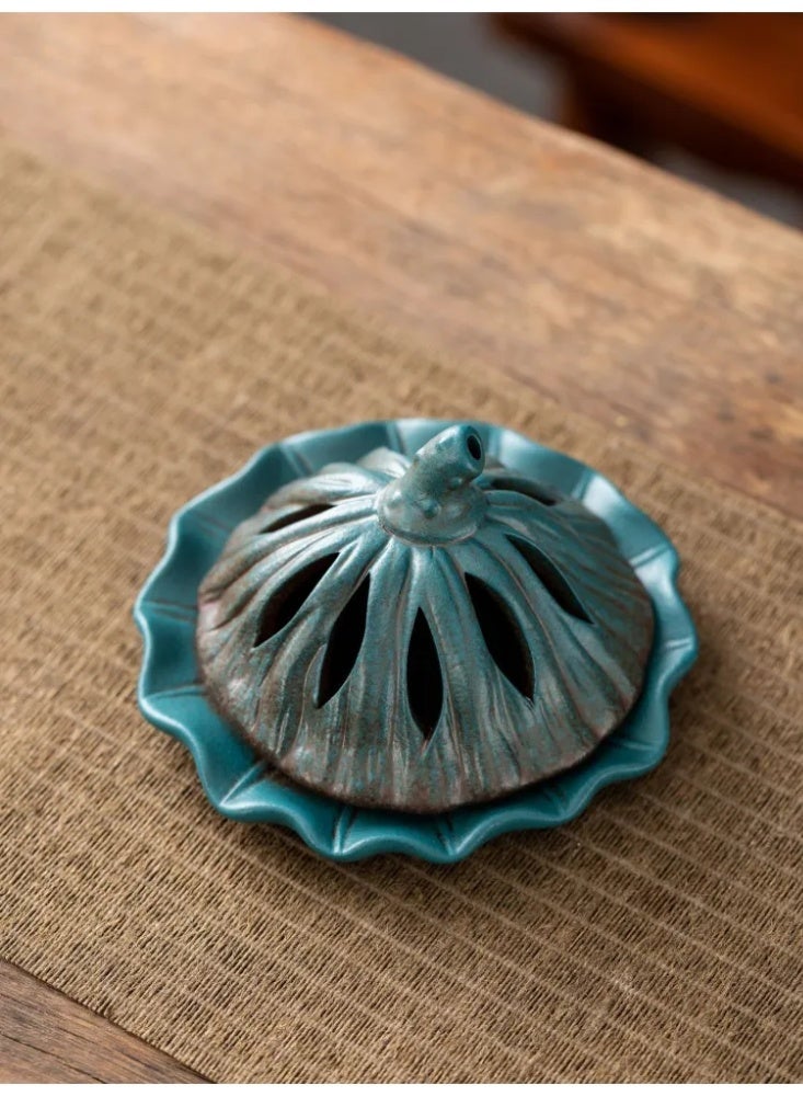 Ceramic Lotus Seed Pod Incense Burner, Traditional Chinese Style Censer for Bakhoor/Oud, Home & Festival Decor Gift - Image 4