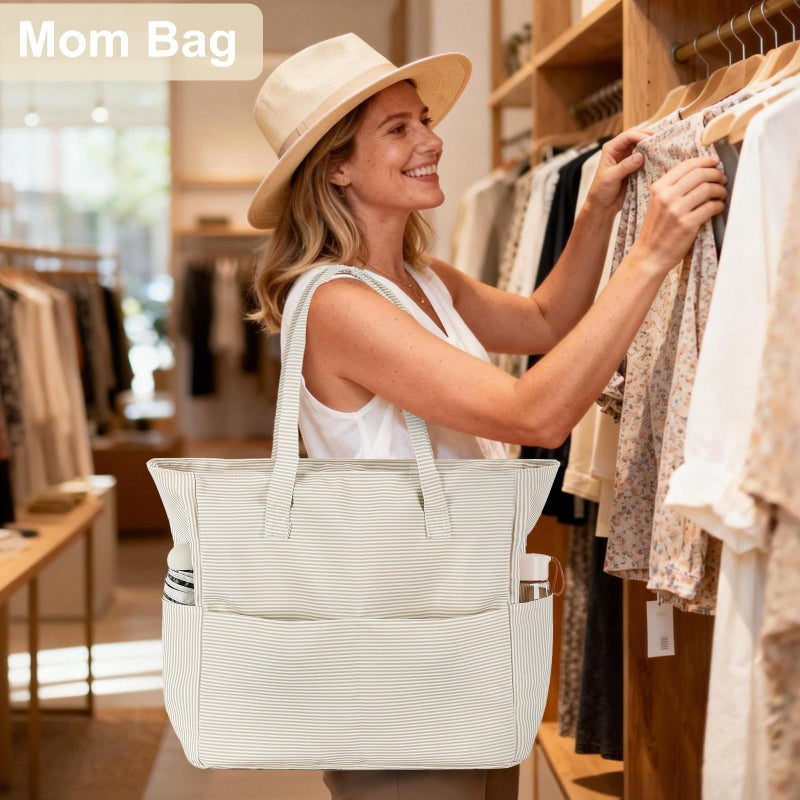 LEDAOU Beach Bag Waterproof Sandproof Women Beach Tote Bag Pool Bag with Zipper for Gym Grocery Travel with Wet Pocket - Image 5