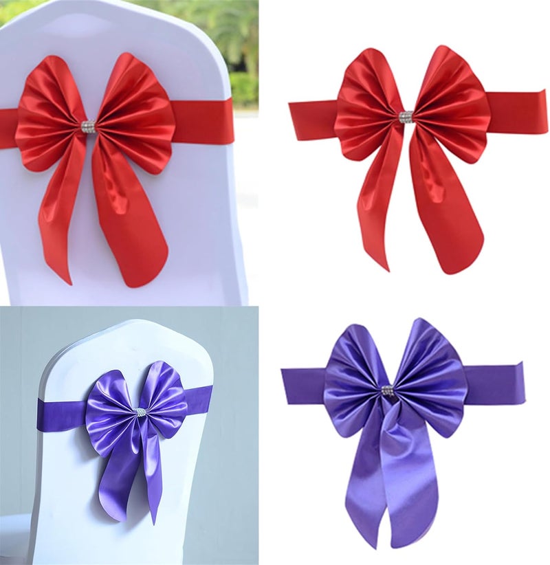 High Elasticity Chair Back Decoration, Satins Bows Stretch Sashes Tie, Installation for Home Use Elegant Back Decors - Image 2