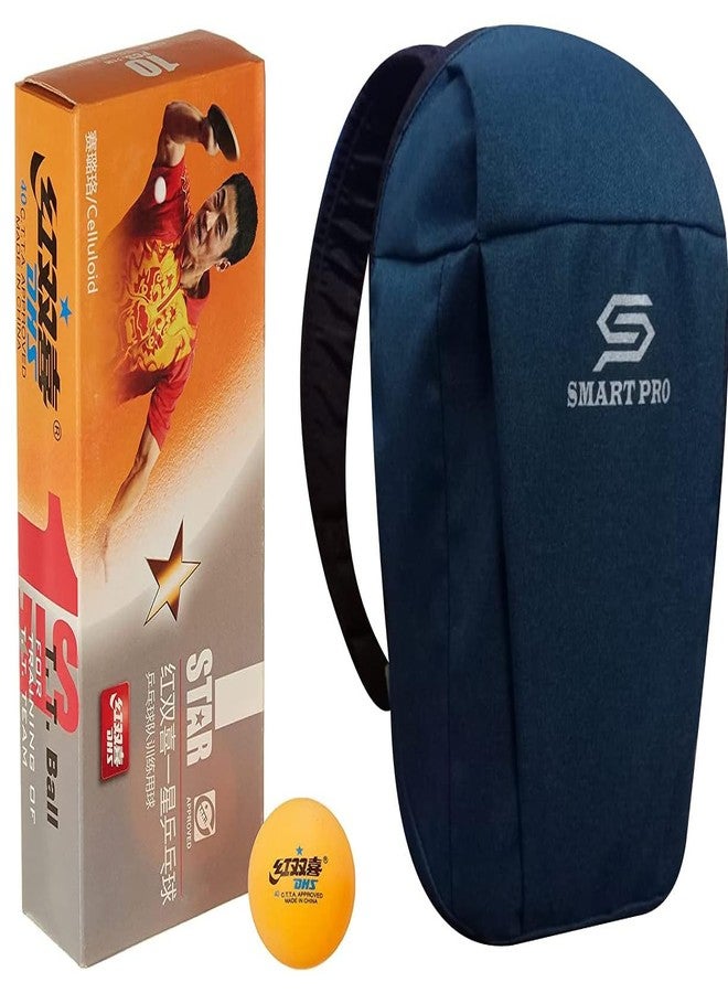 دي إتش أس كرة تنس الطاولة DHS 40 مم، نجمة واحدة، برتقالية (علبة من 10 قطع) 110 قطعة مع غطاء Smart PRO TT الخاص، لون أزرق مخضر سريع - Image 1