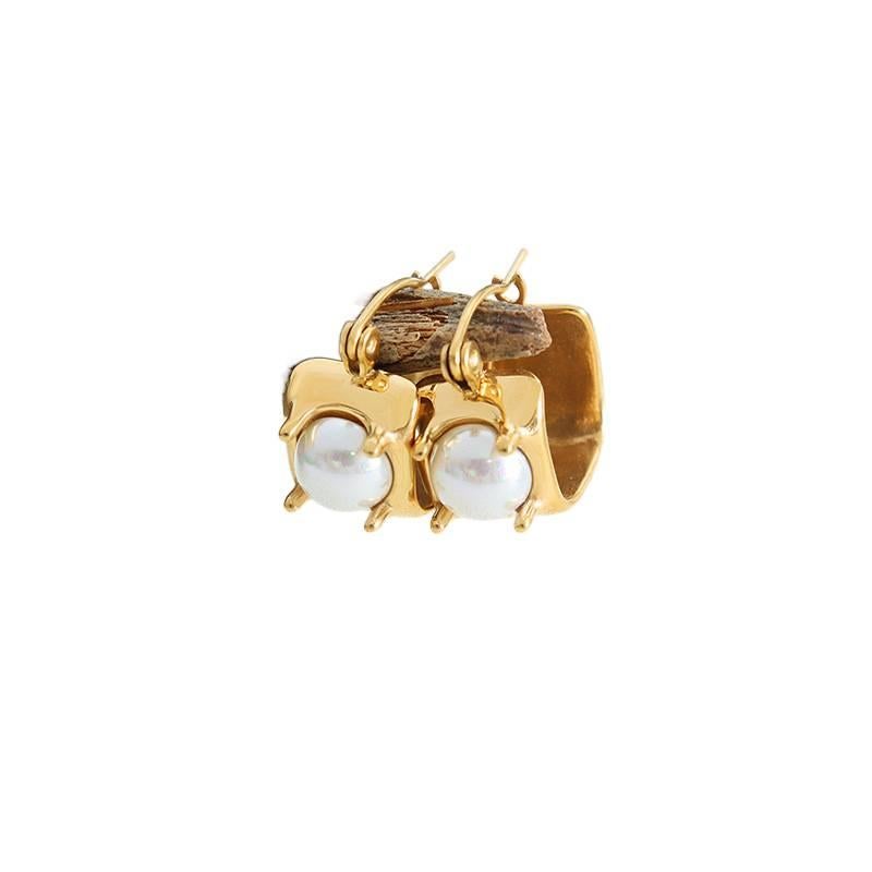 Gold Pearl Earrings Lightweight Non Pierced Jewelry for Women and Daily Wear - NADI - Image 2