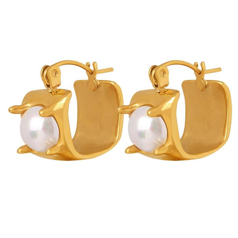 Gold Pearl Earrings Lightweight Non Pierced Jewelry for Women and Daily Wear - NADI - Image 1