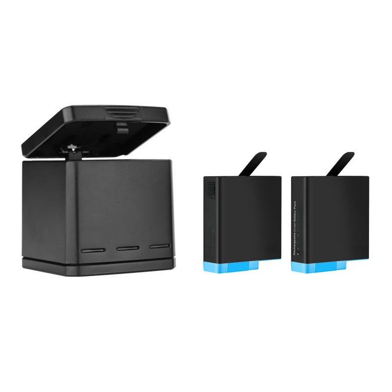 TELESIN Rechargeable Triple Charger Battery Charging Box Kit Battery Protective Storage Charging Box Case with 2 Pcs Battery USB Cable Portable Replacement Battery for GoPro Hero 5/6/7 Black Action Sports Cameras - Image 1