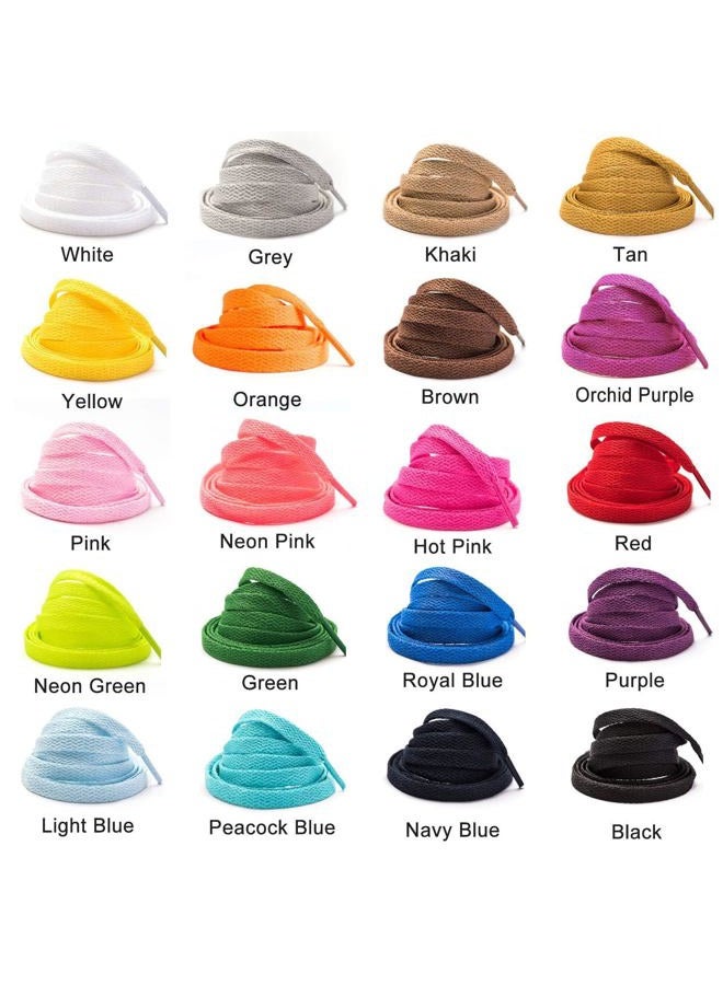 Stepace [2 Pairs Flat Shoe Laces for Sneakers 5/16" Width 30"-72" Length 26 Color Shoelaces White 60"(152 cm) - Image 4