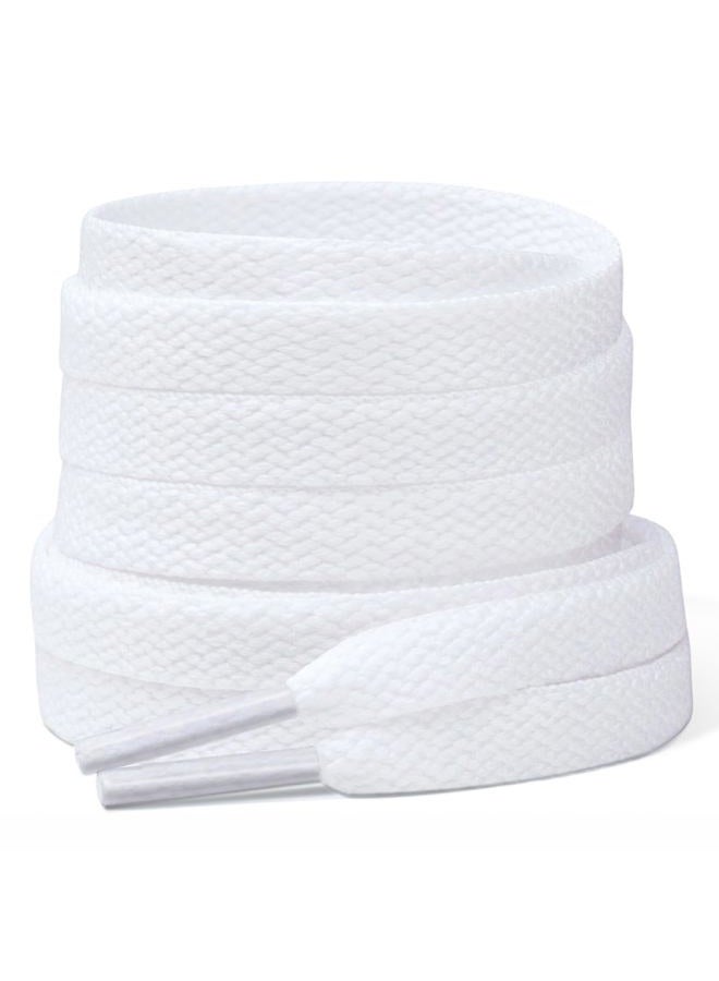 Stepace [2 Pairs Flat Shoe Laces for Sneakers 5/16" Width 30"-72" Length 26 Color Shoelaces White 60"(152 cm) - Image 1