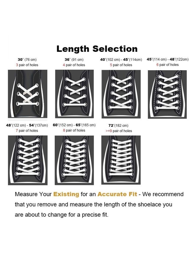 Stepace [2 Pairs Flat Shoe Laces for Sneakers 5/16" Width 30"-72" Length 26 Color Shoelaces White 60"(152 cm) - Image 5