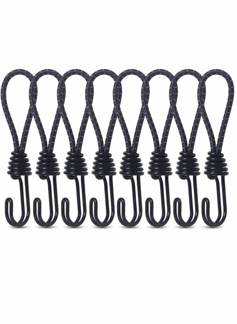 SYOSI Bungee Cords with Hooks 8 Pieces Rope Elastic Reflective Straps Tent Heavy Duty Strapping Tape for Bicycle Suitcase Camping Car Luggage  - Image 1