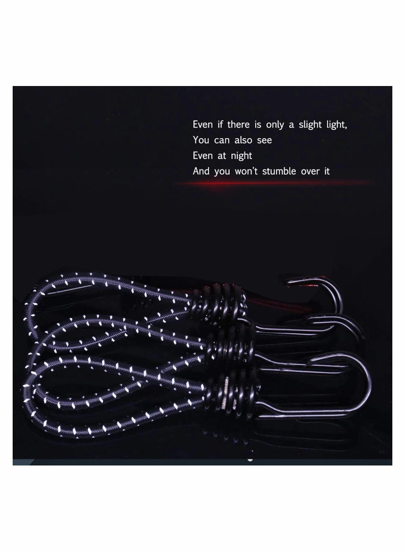 SYOSI Bungee Cords with Hooks 8 Pieces Rope Elastic Reflective Straps Tent Heavy Duty Strapping Tape for Bicycle Suitcase Camping Car Luggage  - Image 5
