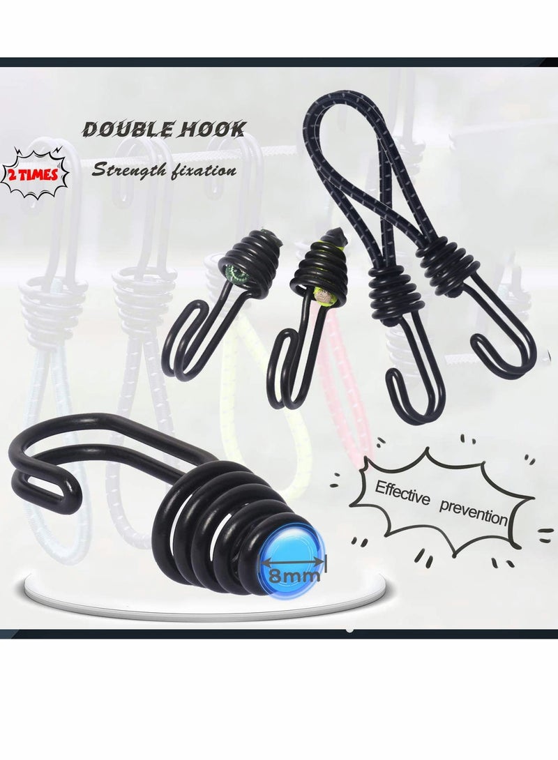 SYOSI Bungee Cords with Hooks 8 Pieces Rope Elastic Reflective Straps Tent Heavy Duty Strapping Tape for Bicycle Suitcase Camping Car Luggage  - Image 2