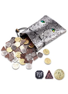 120Pcs Metal Coins Gold, Silver And Copper & Dragon Luminous Eyes Leather Bag, Fake Coins For Dnd, Fantasy Coins For Games Tokens, Rpg Games Accessories For Board Games Dungeons And Dragons - pzsku/ZEACC0D76B67F943C49FDZ/45/_/1733730287/78f65117-060e-4cd8-827a-3c12a8a1bc0e