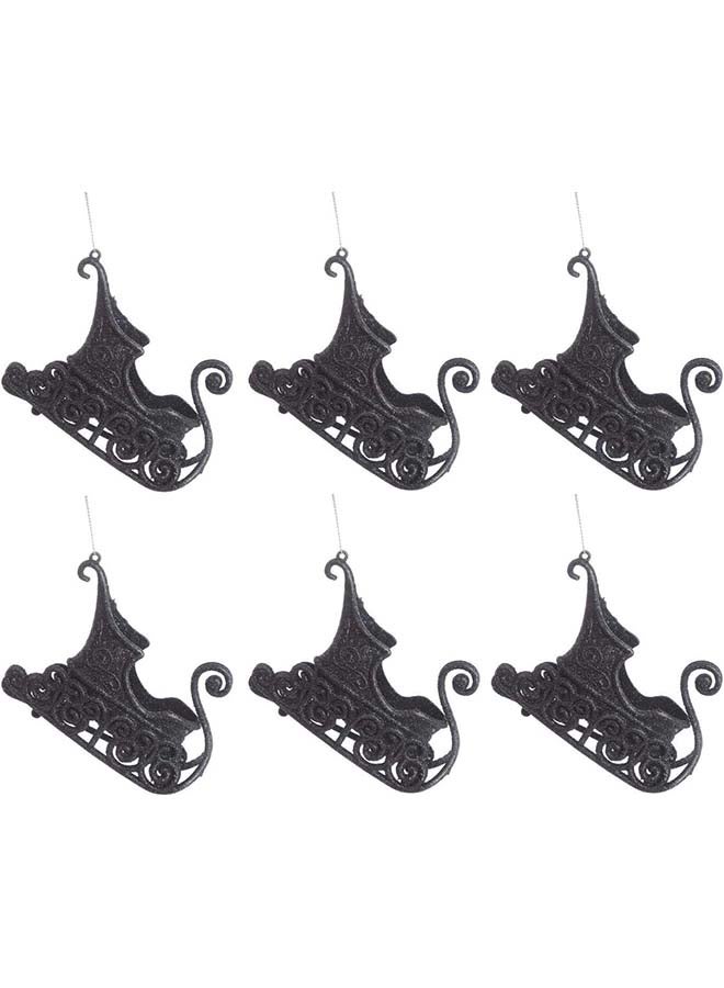 1pc Glitter Sleigh Christmas Tree Hanging Ornament – Elegant Santa Sleigh Decoration for Holiday Tree & Festive Décor - Image 2