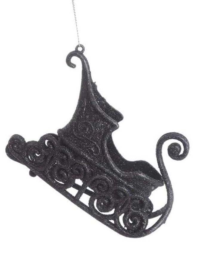 1pc Glitter Sleigh Christmas Tree Hanging Ornament – Elegant Santa Sleigh Decoration for Holiday Tree & Festive Décor - Image 1