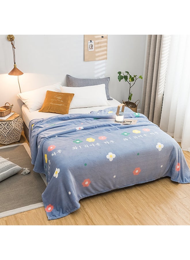 NIBEMINENT Flowers Pattern Cozy Blanket Cotton Blue 200x230centimeter  - Image 2