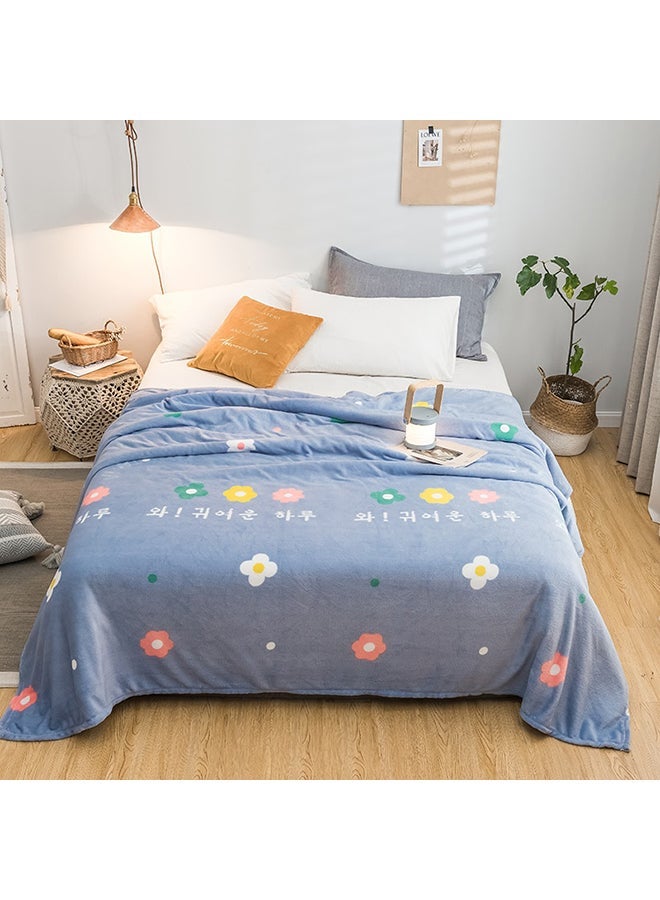 NIBEMINENT Flowers Pattern Cozy Blanket Cotton Blue 200x230centimeter  - Image 1