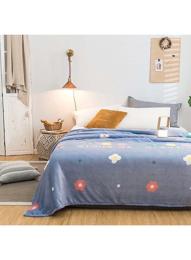 NIBEMINENT Flowers Pattern Cozy Blanket Cotton Blue 200x230centimeter  - Image 3