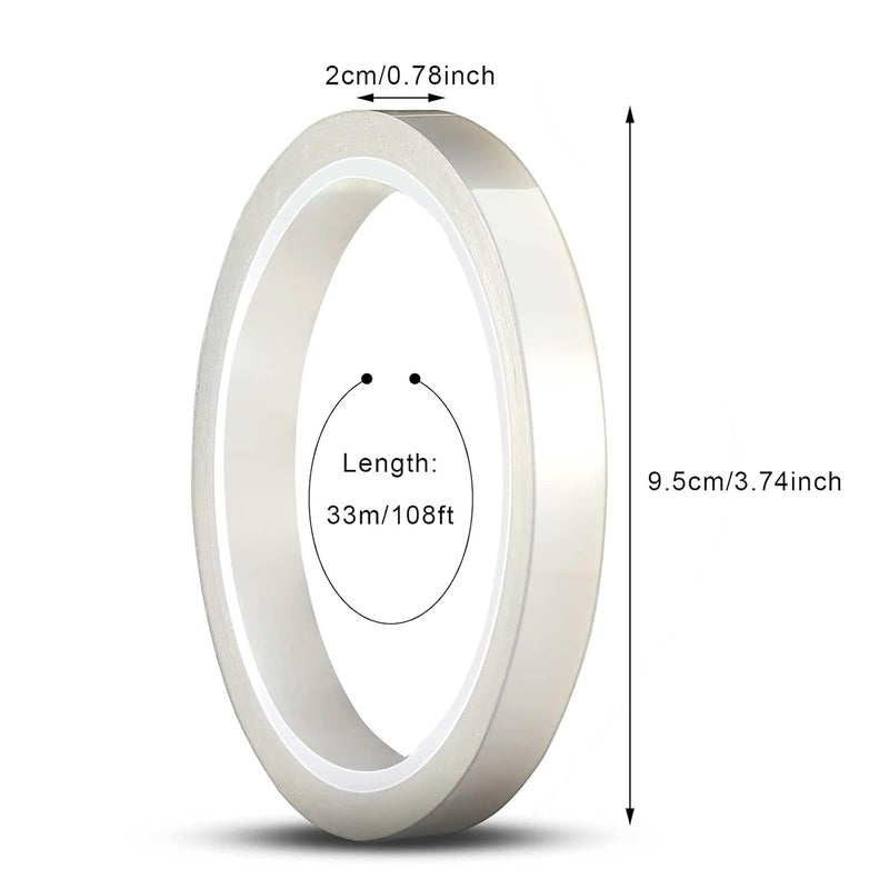 comfrt 2 Pieces 108 ft Clear Heat Tape for Sublimation Heat Press Tape Heat Transfer Tape High Resistant Temperature Tape Thermal Tape for Electronics Printing Circuit Board Heat Transfer Vinyl (20 mm) - Image 2