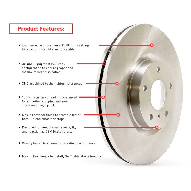 Generic Dynamic Friction Company Rear Brake Rotors Kit | 4000 HybriDynamic Brake Pads includes Hardware | Fits 2001-2006 Hyundai Santa Fe, 2005-2009 Hyundai Tucson, 2005-2010 Kia Sportage  - Image 2
