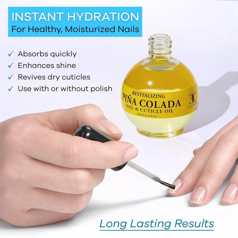 ELLIE CHASE Moisturizing Cuticle & Nail Care Oil 2.3 Fl Oz - Pina Colada Scented â€“ Infused with Jojoba Oil, Aloe, Vitamin E â€“ Nail & Cuticle Hydration, Repair, Moisturizer, Strengthener, Growth - Image 3