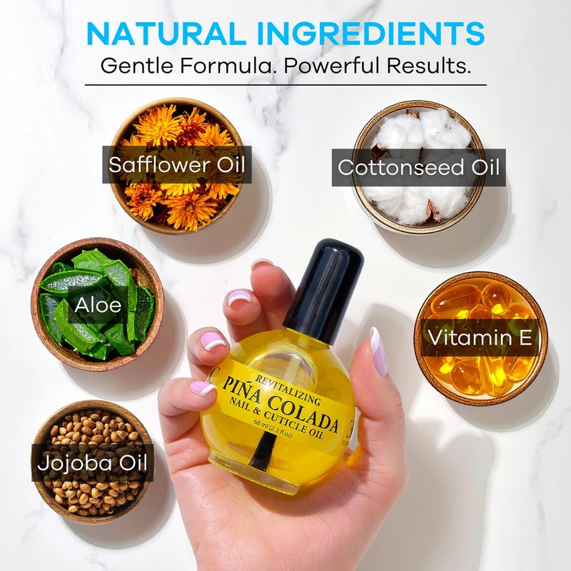 ELLIE CHASE Moisturizing Cuticle & Nail Care Oil 2.3 Fl Oz - Pina Colada Scented â€“ Infused with Jojoba Oil, Aloe, Vitamin E â€“ Nail & Cuticle Hydration, Repair, Moisturizer, Strengthener, Growth - Image 4