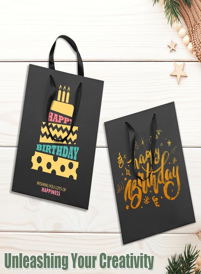 LUOKER Black Gift Bags with Handles,3Pcs Medium Thank You Gift Bag,DIY Black Paper Shopping Bags with Ribbon Handles,Gift Wrap Bags for Valentine's Day,Birthday,Anniversary,Holiday Party(Black-3pcs) - Image 4