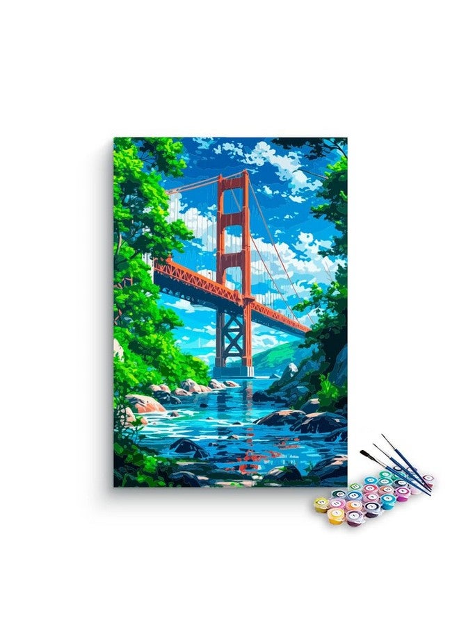 Eazy Arts Eazy Arts DIY Golden Gate Bridge Over Serene Waters PBN Paintings 30 x 46 || 24 Color || with frame - Image 2