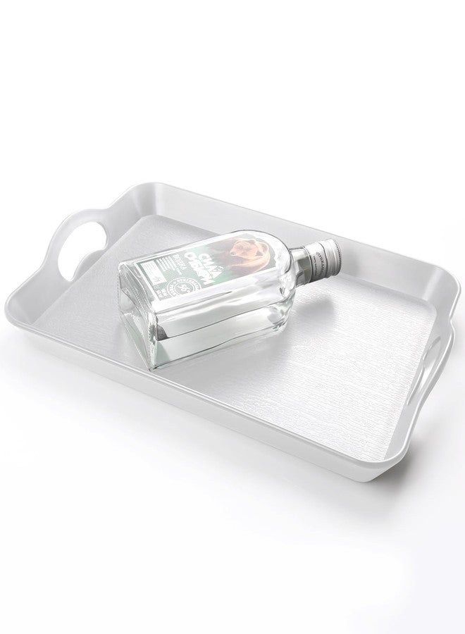 Armrouns 2PC White Serving Trays with Handles, 16 x 11.2 inch Rectangular Non Skid Multi-Purpose Plastic OttomanTray for Restaurant, Parties, Coffee Table, Kitchen - Image 4