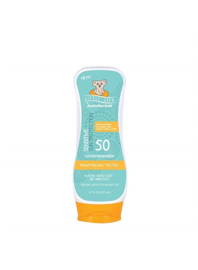 Australian Gold Little Joey Sunscreen Lotion SPF 50, 8 Ounce | Hypoallergenic & Fragrance Free | Broad Spectrum | Water Resistant | Vegan | Pediatrician Tested  - Image 1