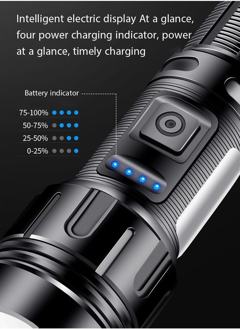 Arabest P50+COB Strong Light Flashlight Type-C Rechargeable Outdoor Zoom Long Distance Multi-function LED Flashlight  - Image 4
