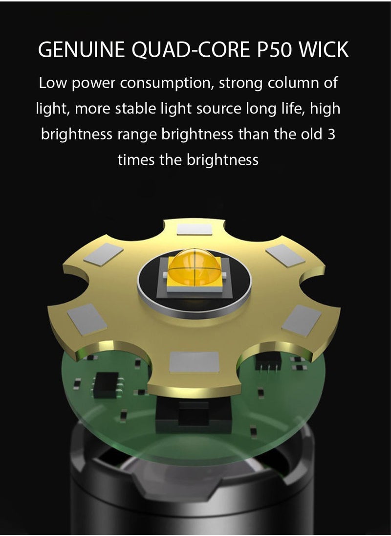 Arabest P50+COB Strong Light Flashlight Type-C Rechargeable Outdoor Zoom Long Distance Multi-function LED Flashlight  - Image 5