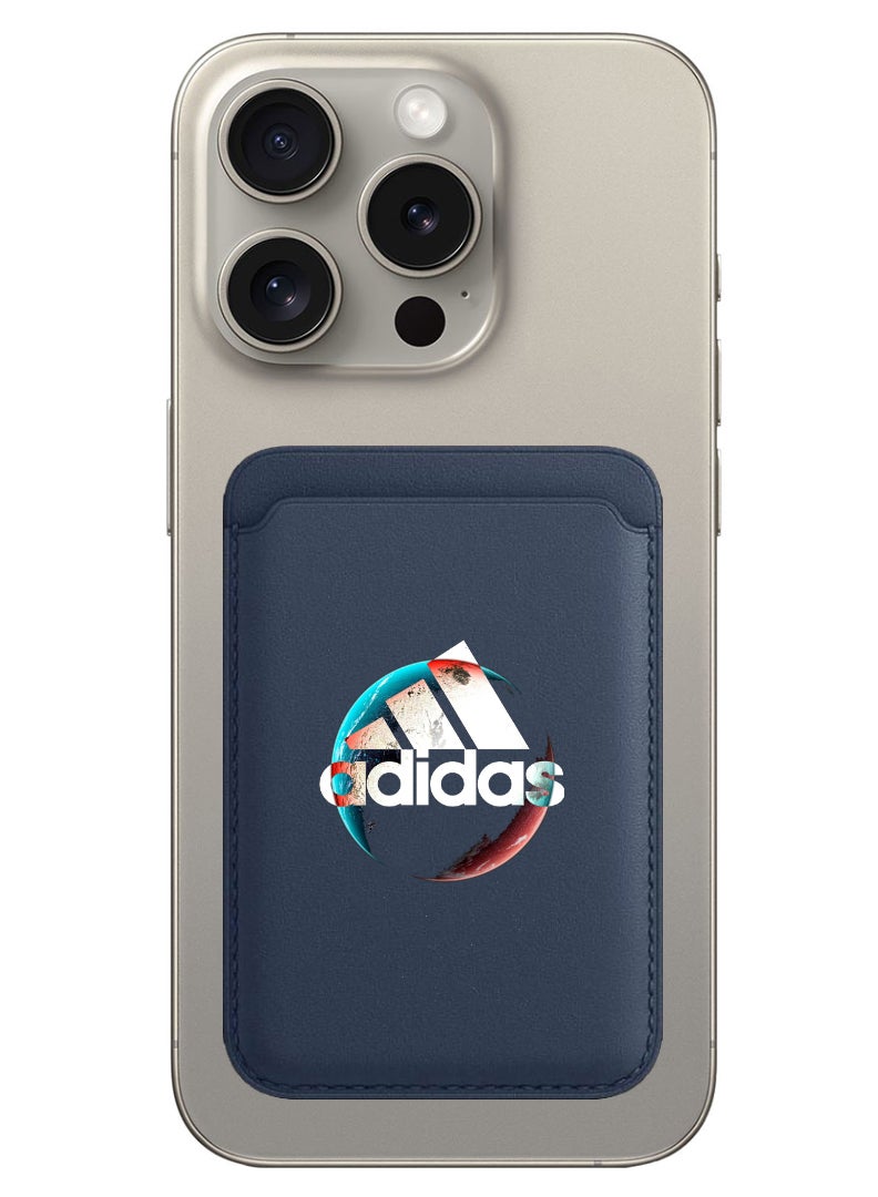 Theodor محفظة مغناطيسية، متوافقة مع محفظة MagSafe، لمحفظة آيفون، لسلسلة آيفون 16/15/14/13/12، غير متوافقة مع آيفون 13/12 ميني، حاملة 3 بطاقات، جلد نباتي، أزرق داكن - ستارز-أديداس - Image 1