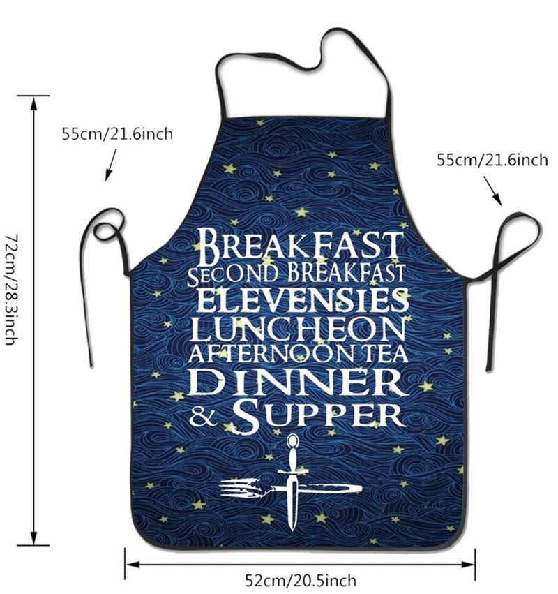 YISHOW Unisex The Seven Daily Hobbit Meals Cooking Chef Kitchen Aprons with Adjustable Bib - Image 2