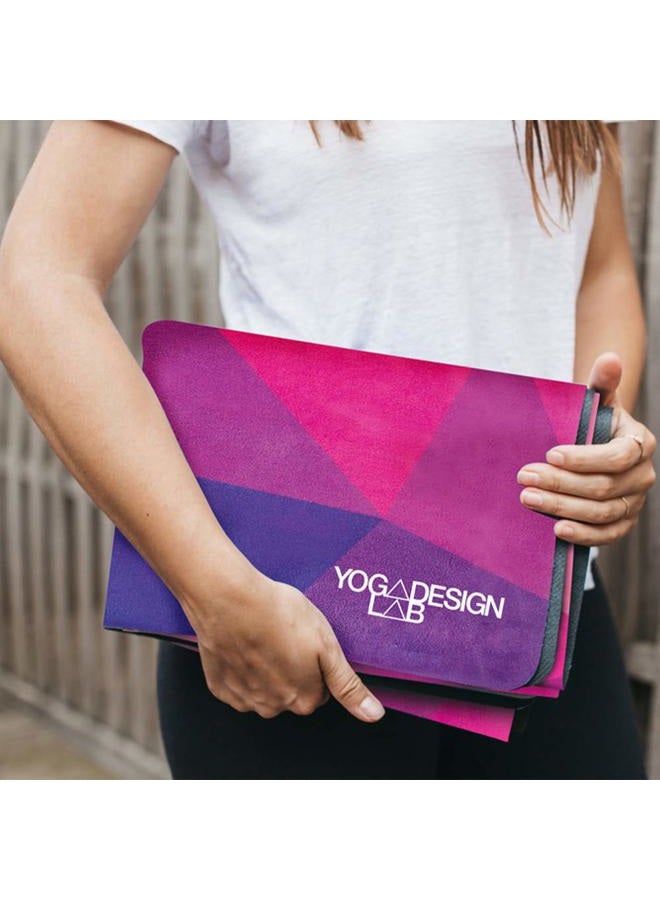 YOGA DESIGN LAB | Travel Yoga Mat | 2-in-1 Mat+Towel | Lightweight, Foldable, Eco Luxury | Ideal for Hot Yoga, Bikram, Pilates, Barre, Sweat | 1.5mm Thick | Includes Carrying Strap! (Geo, 1.5mm) - Image 4