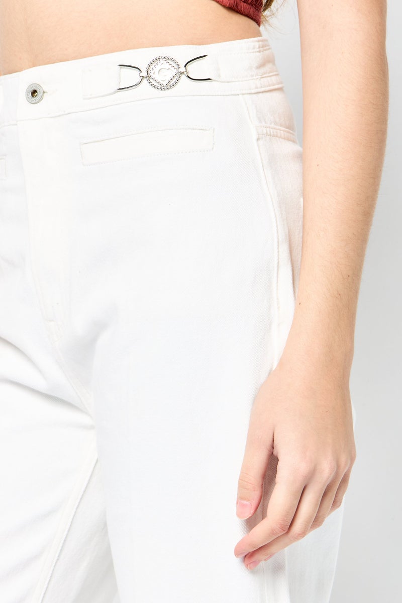 GANT Women Regular Fit Solid Flare Pants, White  - Image 3