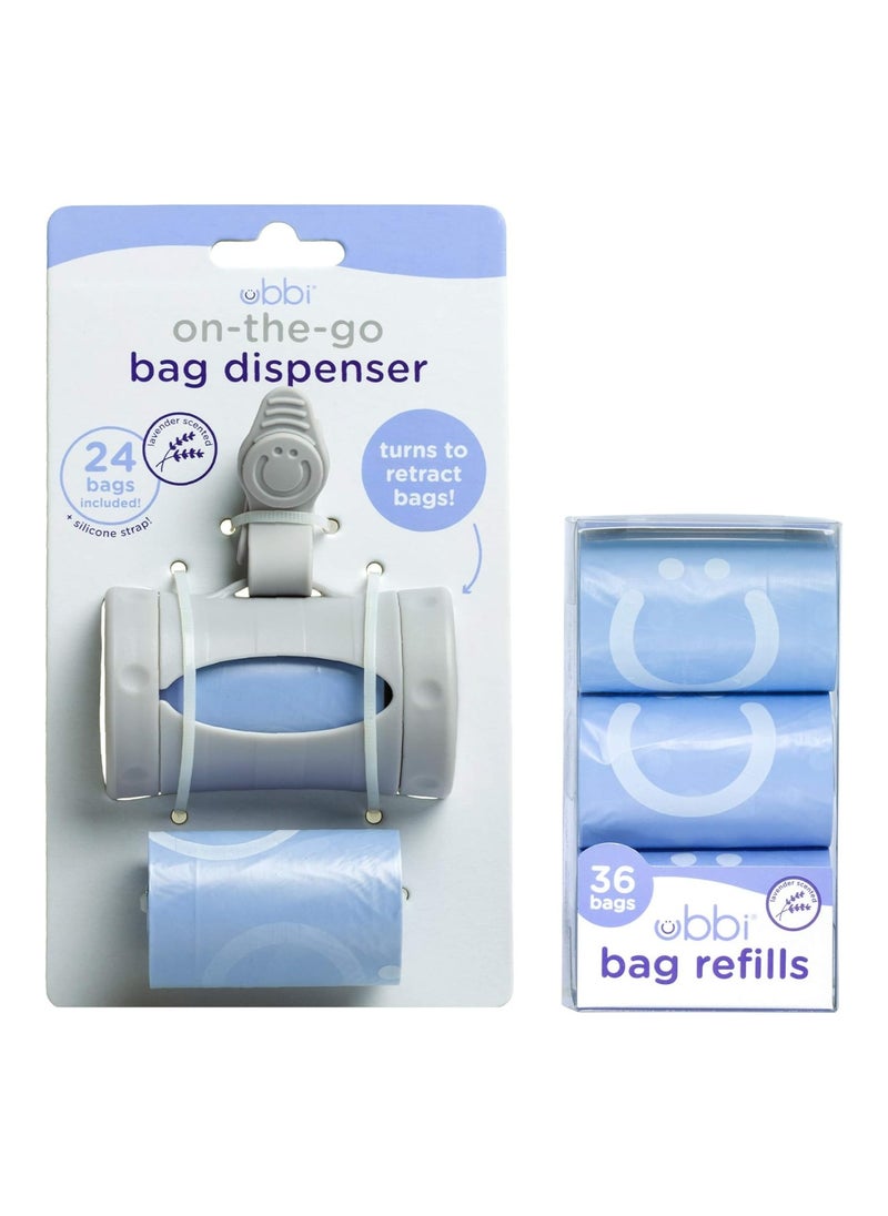 ubbi On The Go Gray Bag Dispenser And Waste Disposal Bags Refill Lavender Scented Baby Savings Bundle  - Image 3