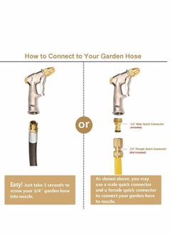 SYOSI Garden Hose Nozzles, Heavy Duty Metal Nozzle Sprayer, Adjustable Watering Mode, Brass Nozzles with Quick Connectors  - Image 3