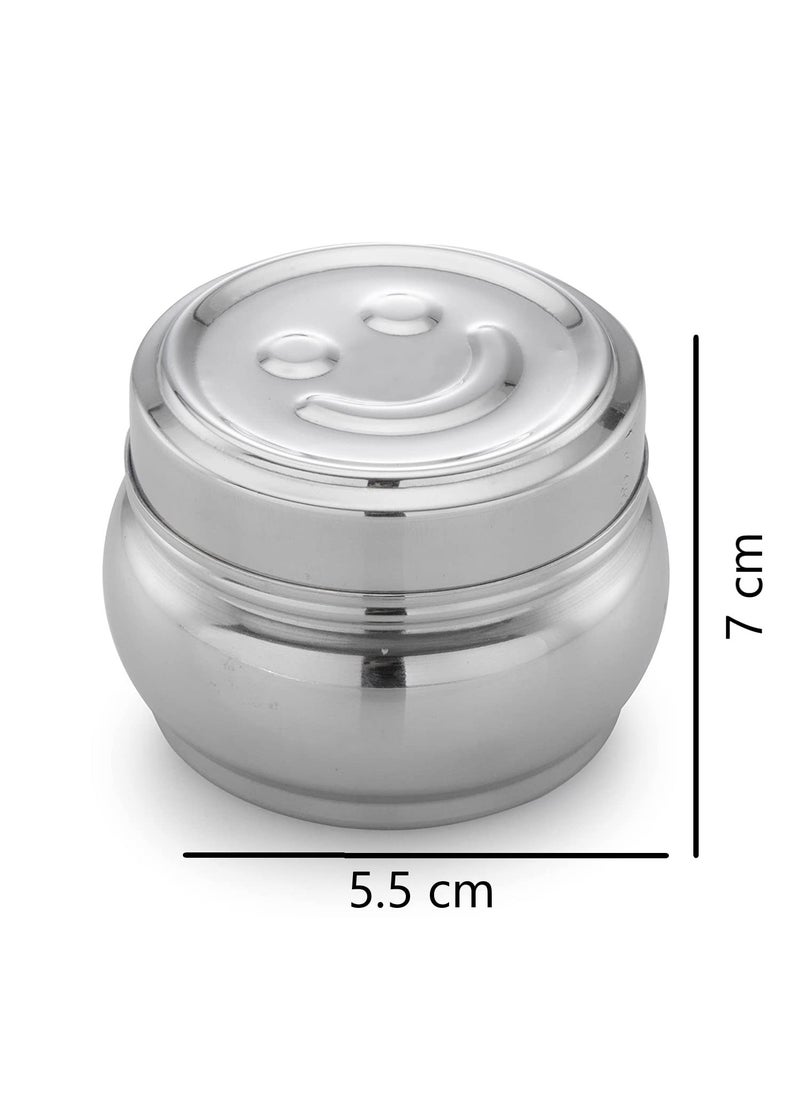 Expresso Expresso Stainless Steel Small/Mini Box Dabba/Container/Storage Box, Smiley,Capacity-175ml Each, Set of 6  - Image 3
