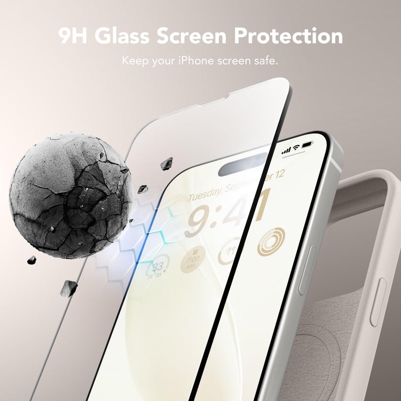 GONEZ Magnetic for iPhone 15 Pro Case, Compatible with MagSafe, [Screen Protector + Camera Lens Protector], Silicone Shockproof Anti-Scratch Protective Phone Case 6.1 inch, Stone - Image 5
