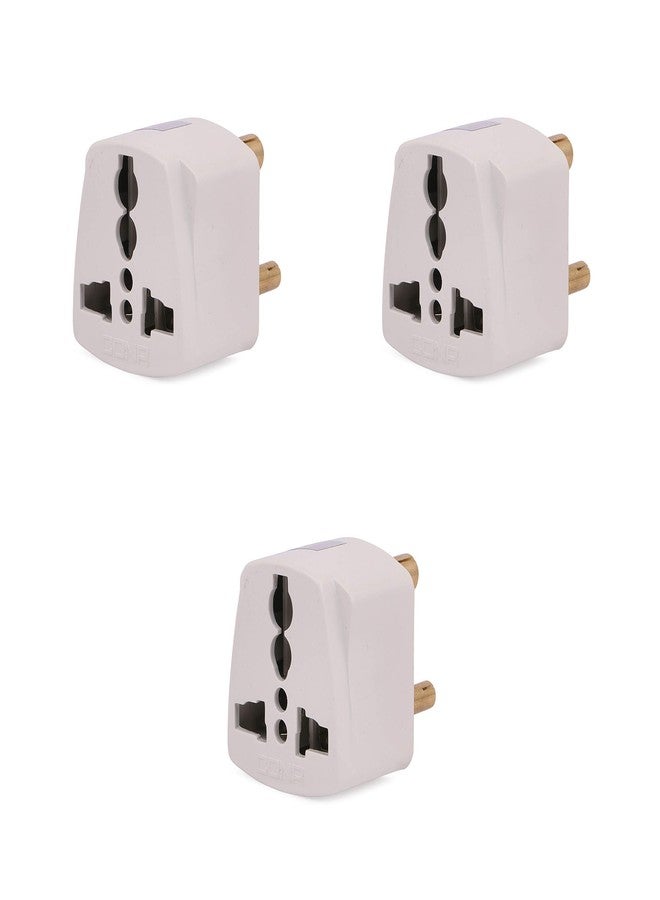 CONA Smyle Euro Universal Conversion Plug | 6A, 240V International Multi-Socket Adapter | Durable & Compact Plug for Home, Office & Travel | Pack of 3 (White) - Image 1