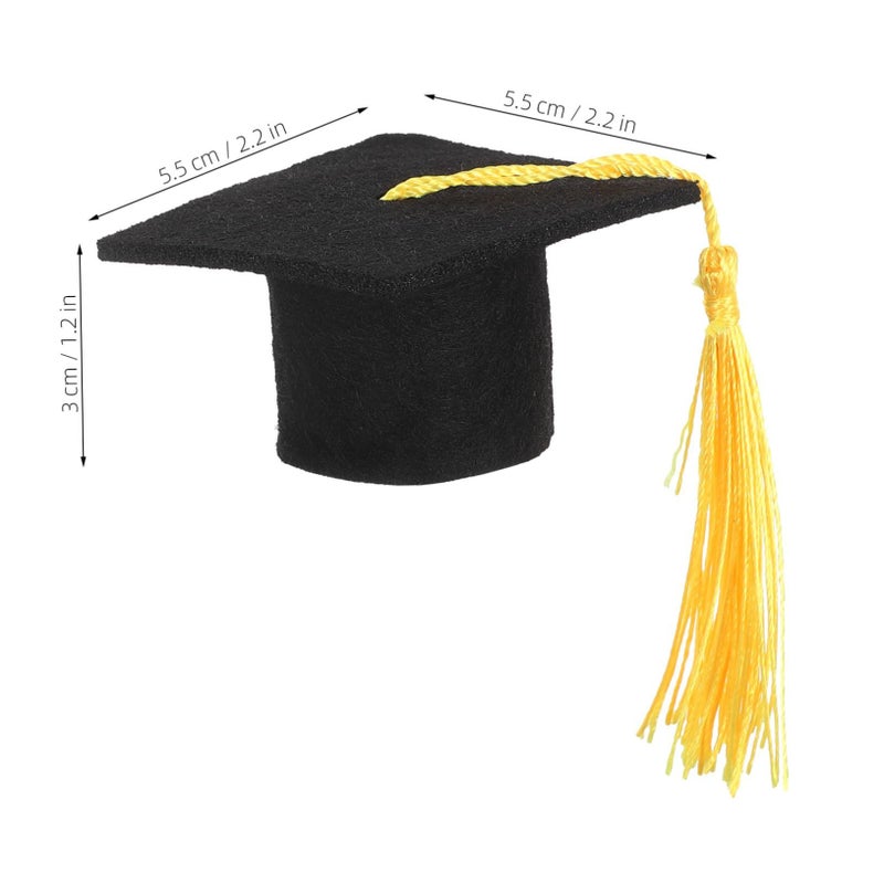 Mini Graduation Cap Cake Picks With Yellow Tassels 12pcs Cupcake Decorations - Image 3