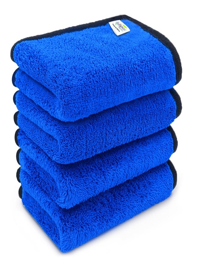SOFTSPUN Microfiber Baby Hand & Face Wipes 280 GSM 20x30 Cms 4 Piece Towel Set Blue! Super Soft & Comfortable for Newborn Baby and Kids Quick Drying Ultra Absorbent in Small Size.… - Image 1