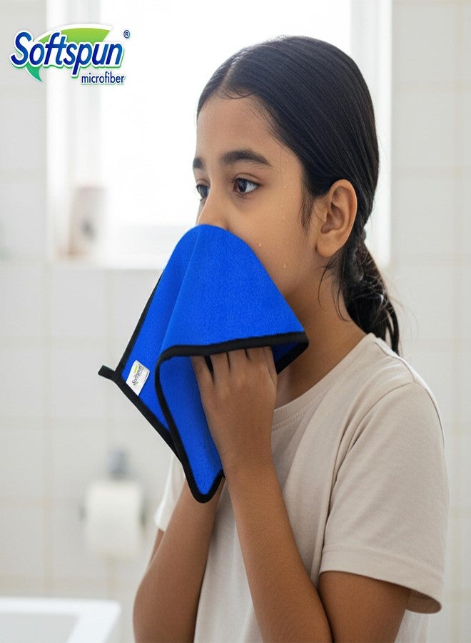 SOFTSPUN Microfiber Baby Hand & Face Wipes 280 GSM 20x30 Cms 4 Piece Towel Set Blue! Super Soft & Comfortable for Newborn Baby and Kids Quick Drying Ultra Absorbent in Small Size.… - Image 2